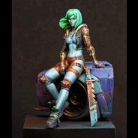 Kit de modèle de chaise de figurine en résine non peinte, femme assise avec base, moderne, non assemblé, 1/24 3