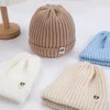 Baby Turban Hats 100% Acrylic Star Label Stick Caps Boys Girls Winter Warm Knitted Bonnet Kids Solid Beanies Crochet Headwraps 6