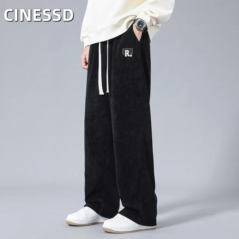 Spring Men Casual Pants Sweatpants Couple Wide Leg Breathable Joggers Straight Solid Color Neutral Baggy Pants wide leg pants wide leg sweatpants