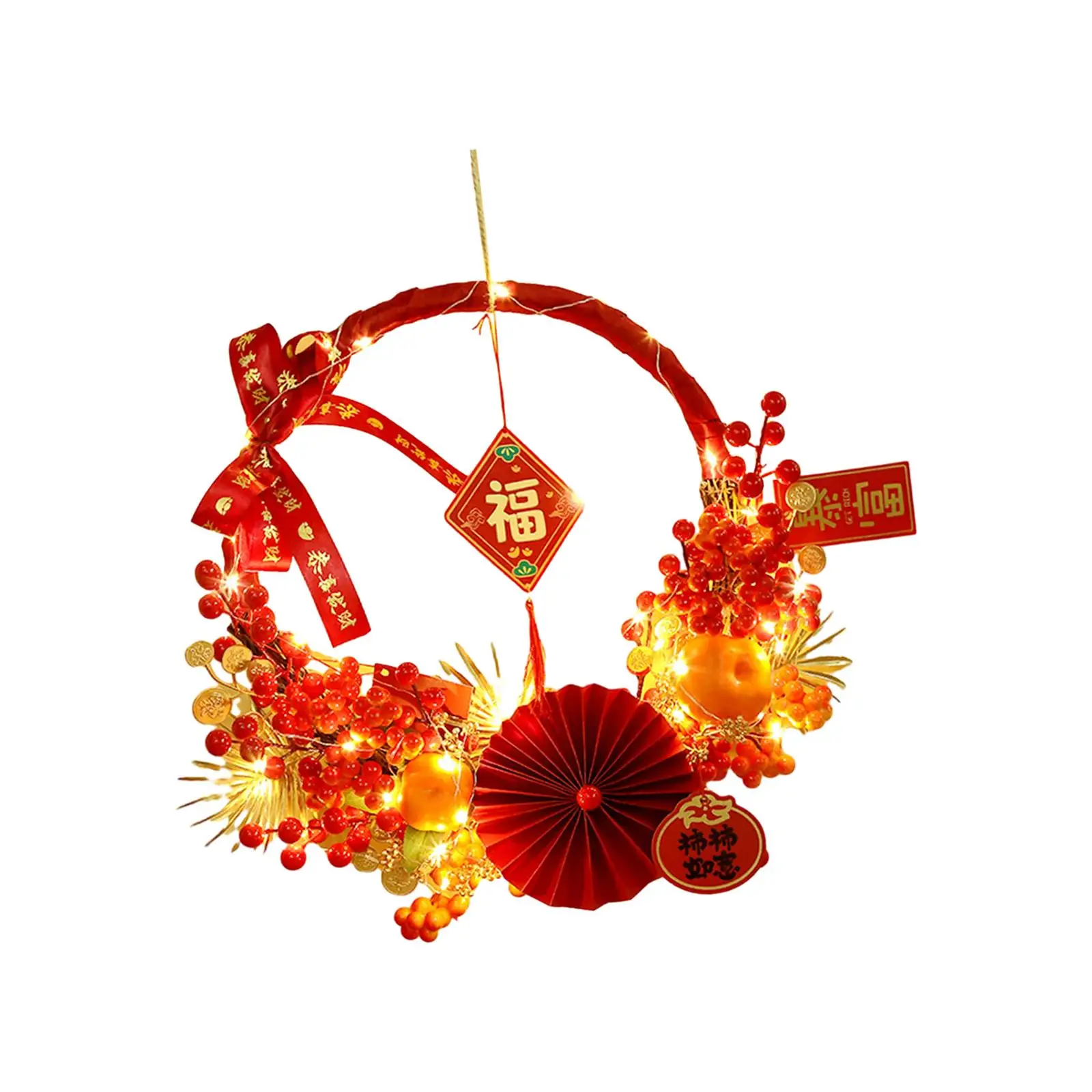 

New Year Wreath Front Door Wreath Artificial Flower Wreath for Wall Festival