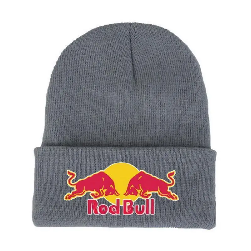 

New Red Cattle Knitted Men's and Women's Hats, Cold Hats, Printed Pullover Hats, Ear Protectors, Stacked Windproof Hats