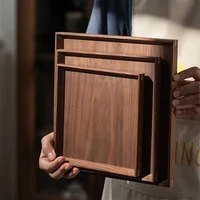 Square Tray Solid Wood Pallet Japanese Black Walnut Tableware Food Plate Rectangle Kitchen Supplies Hotel Serving Serving Tray 1