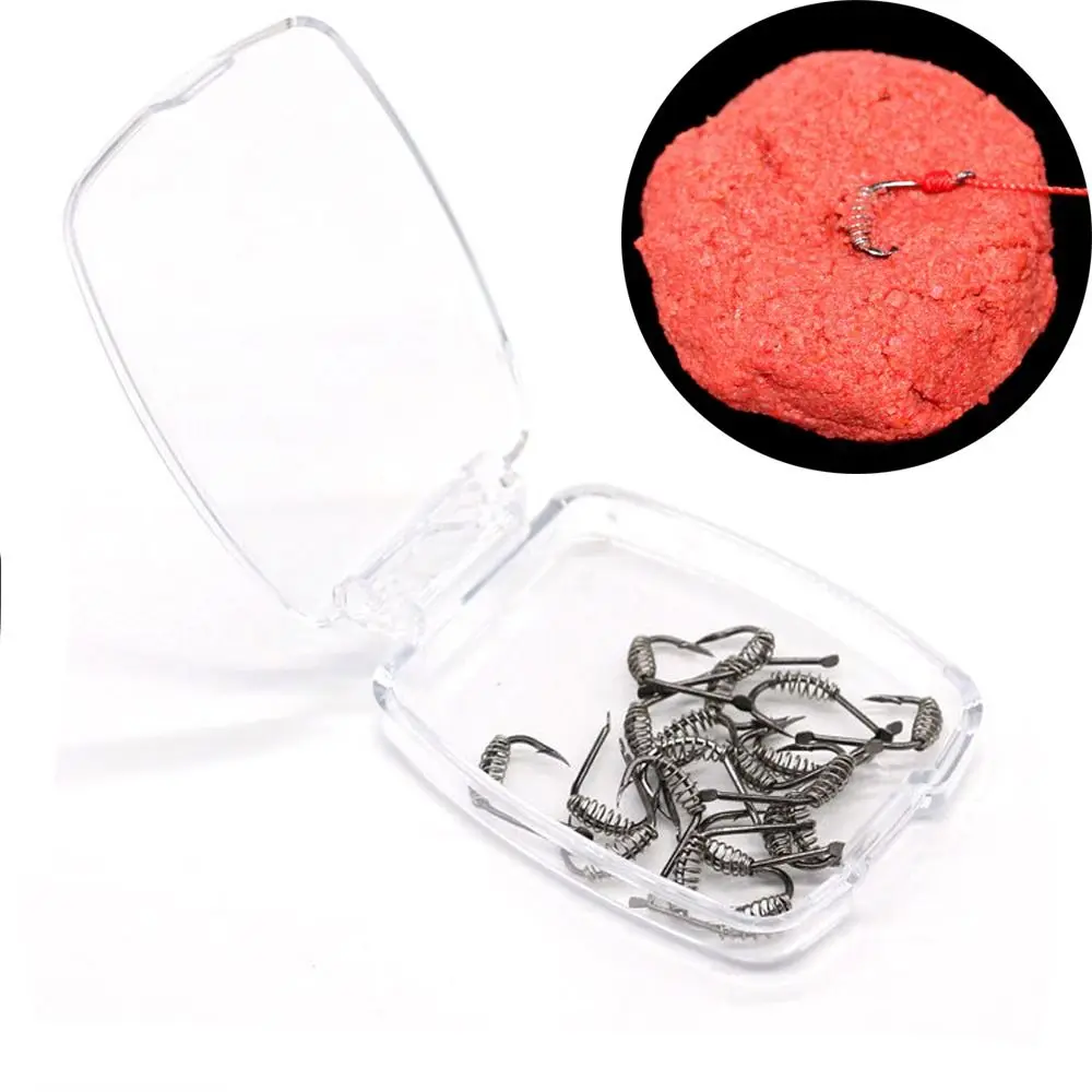 

20pcs Barbed Spring Fishing Hooks Swivel Tackle Fly Fishhooks Fishing Accessories Stainless Steel Explosion Hooks for Carp Fly