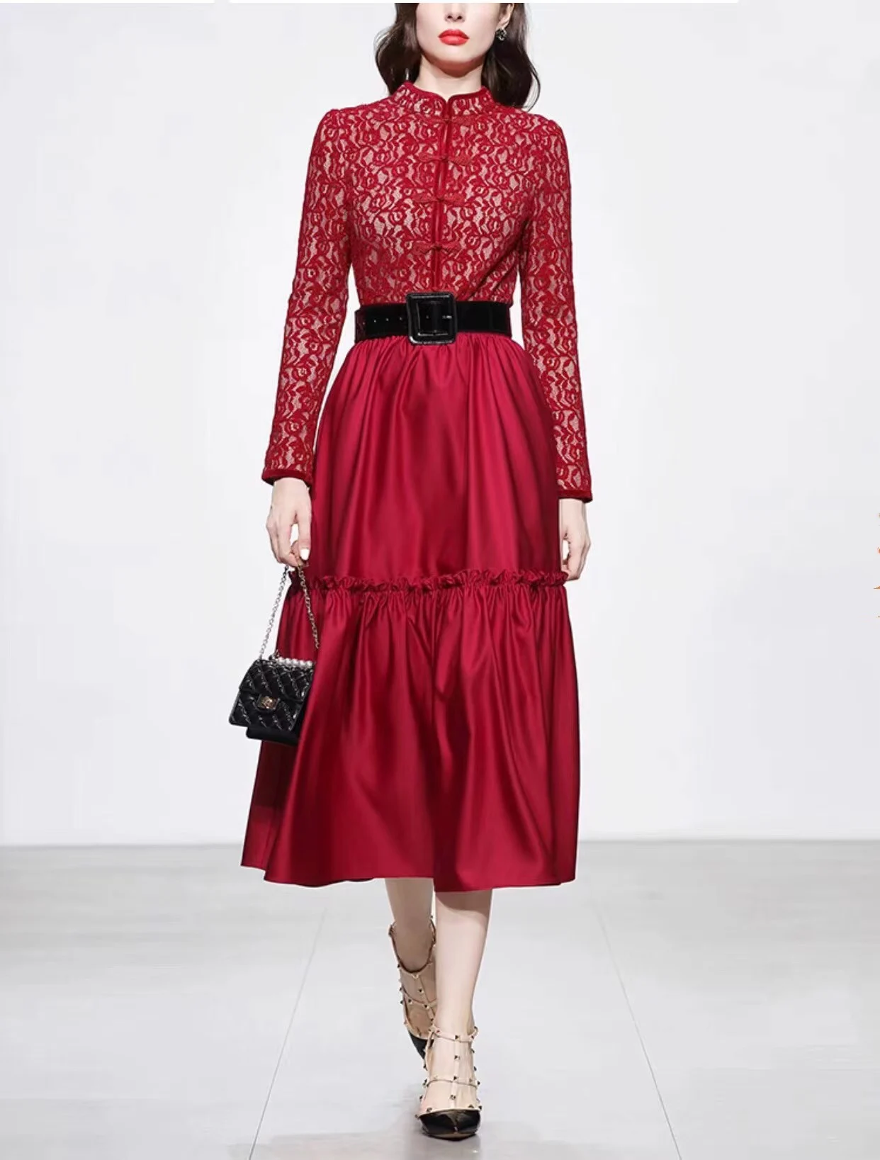 

2023 Spring/Summer Fashion New Women's Clothing Stand Collar Dress 0822
