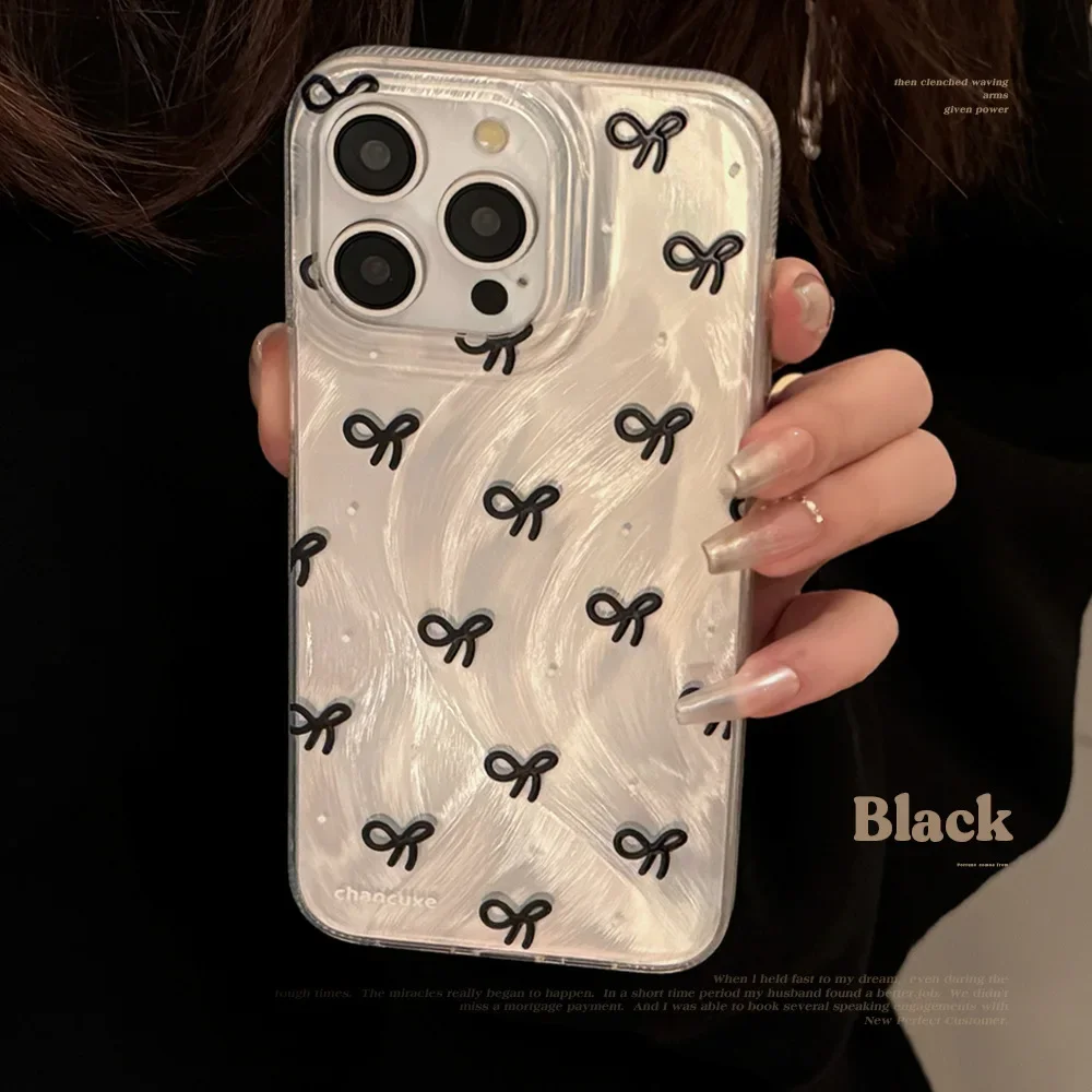 Luxury Laser Silver Bow Knot Phone Case - Premium Hard Cover