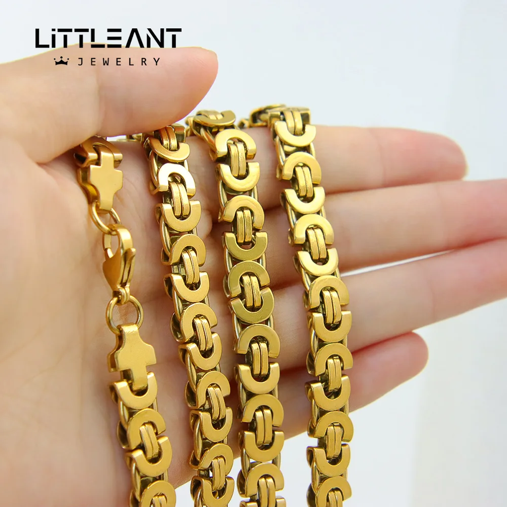 Royal Box Chain Necklace 316L Stainless Steel Necklace Geometric Link Chain Gold Color Men Women Fashion Jewelry Gift