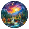 Wooden Puzzles for Adults, Visual 3D Sunset Forest Wooden Jigsaw Puzzles, Wood Puzzles Adult, Unique Animal Shape Wood Cut Puzzl 1