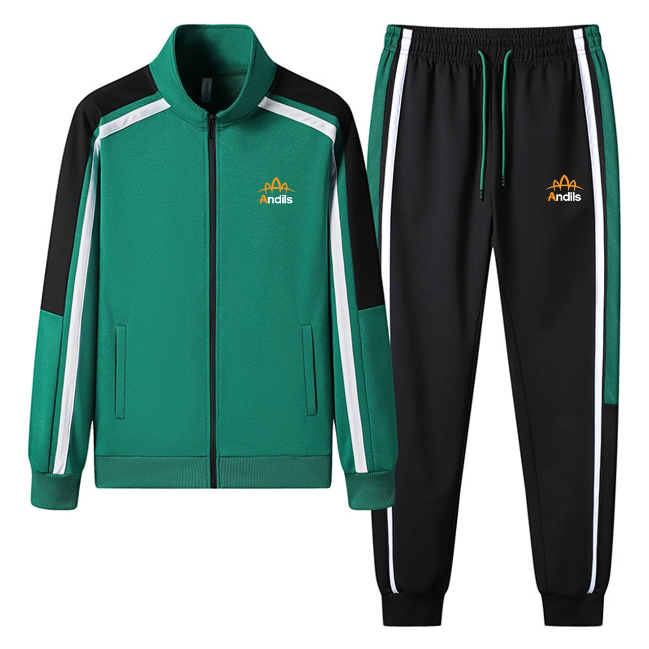2023 Spring and Autumn Fashion Printing Men's Patchwork Zipper Sportswear+Sports Pants Set Casual Jogging Fitness 2-Piece Set