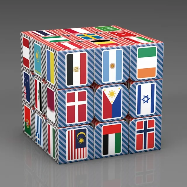 3x3x3 Printed Flag Pattern Magic Cube Children's Gift Puzzle Small Children Adult Puzzle Extreme Magic Cube Toys 3