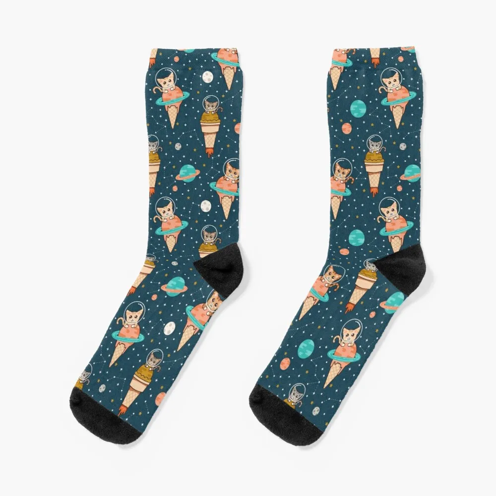 ffxiv fat cats socks funny gifts stockings man short girl s socks men s Cats Floating on Ice Cream in Space Socks Socks Cycling Funny Socks Woman