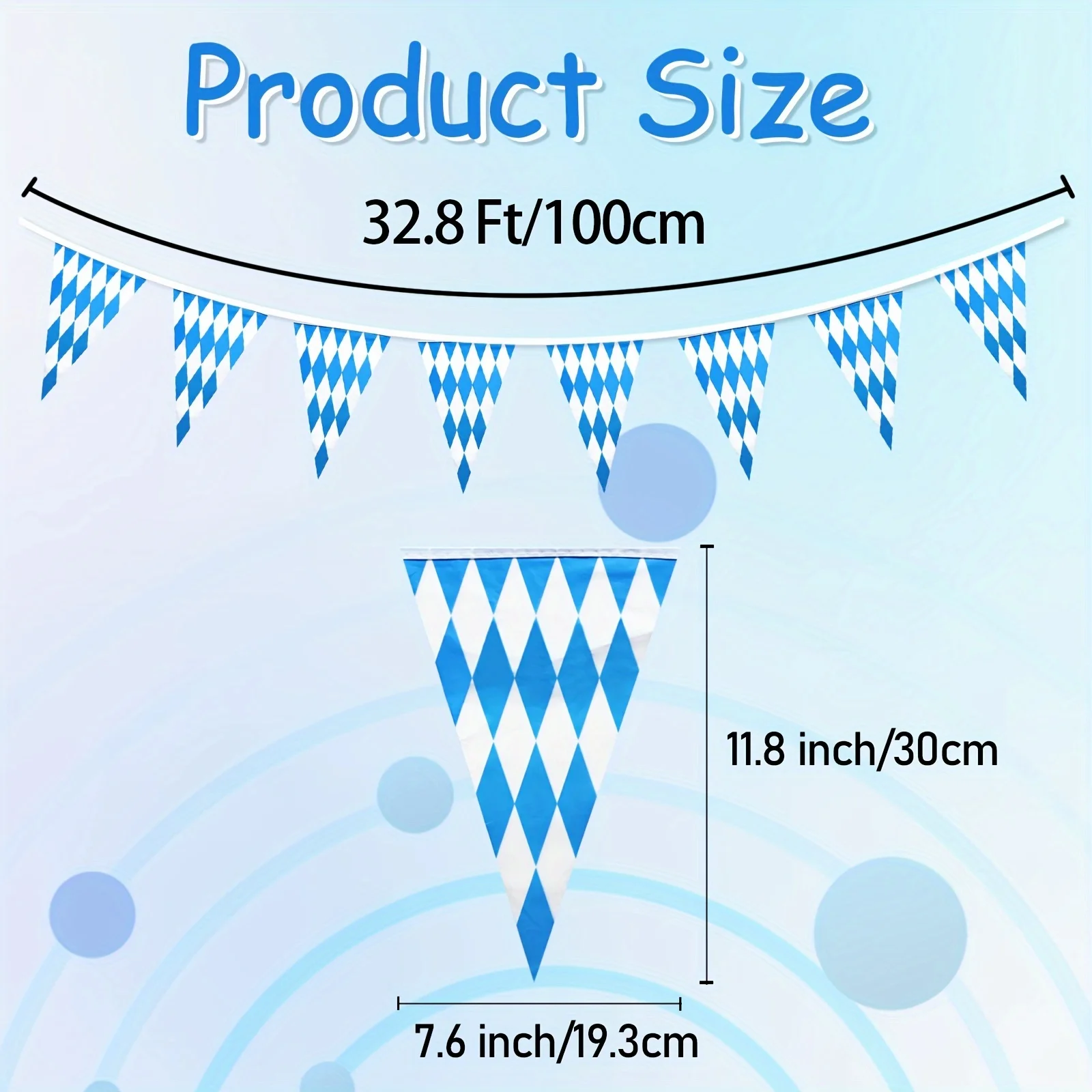 1PC Oktoberfest Pennant Banner Flag Bavarian Flags Blue White Checkered Triangle Banner Supplies Outdoor Indoor Decor