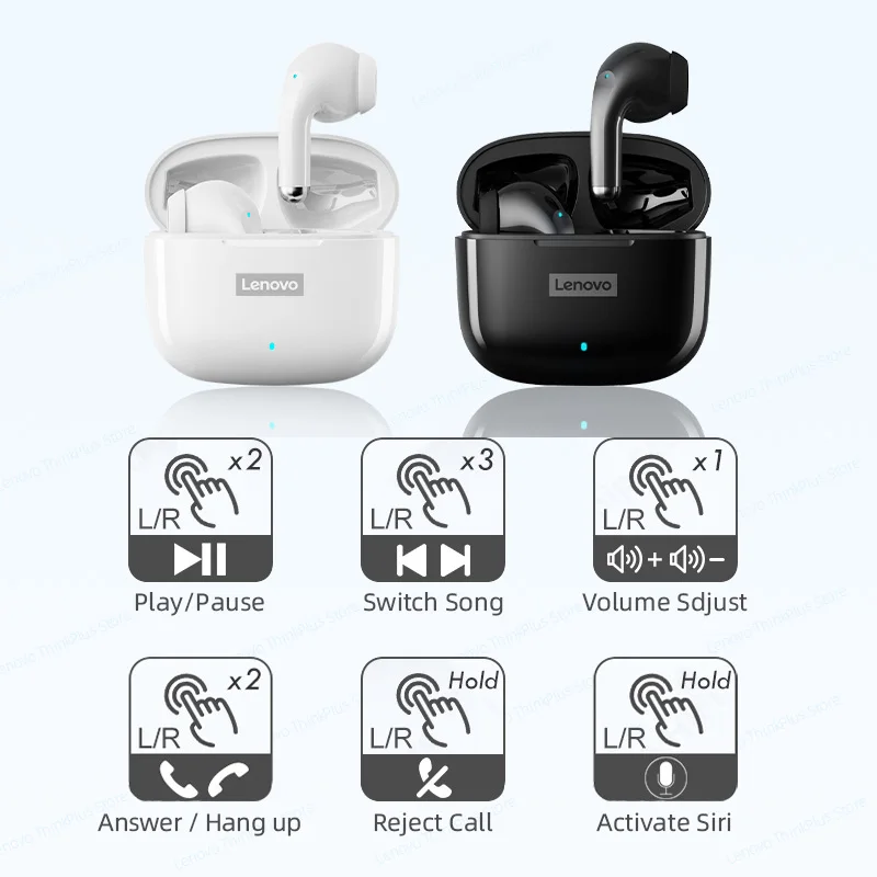 Choice Lenovo LP40 Pro TWS Bluetooth Earphones Touch Control Music Sport Headset Noise Reduction Gaming Headphones 250mAh New 6