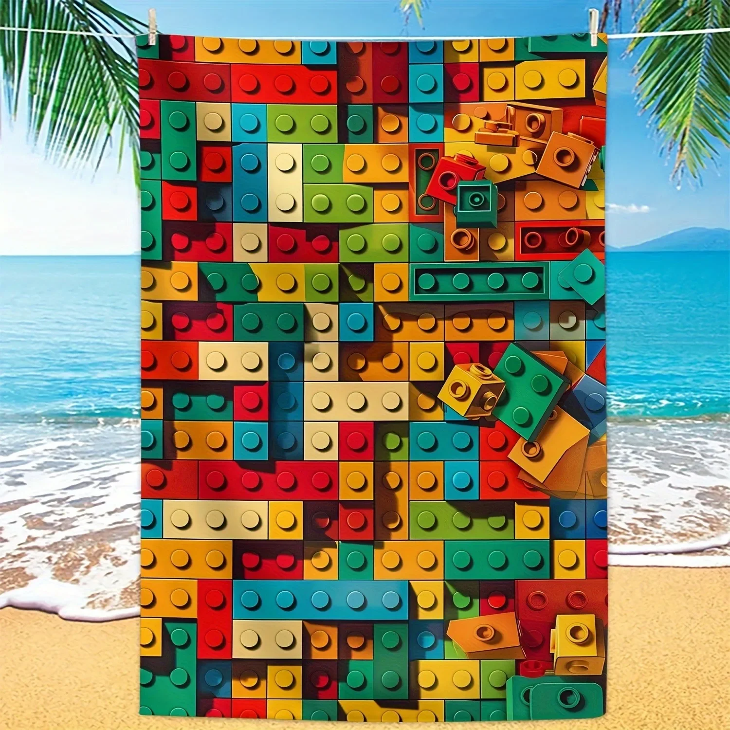 Colorful Lego-patterned Beach Towel For Summer Beach Days_voghion.com