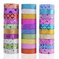 10Rolls Random Color Glitter Stickers Paper Adhesive Tapes DIY Decorative Label Craft Stickers For Office School Gift Packing 1
