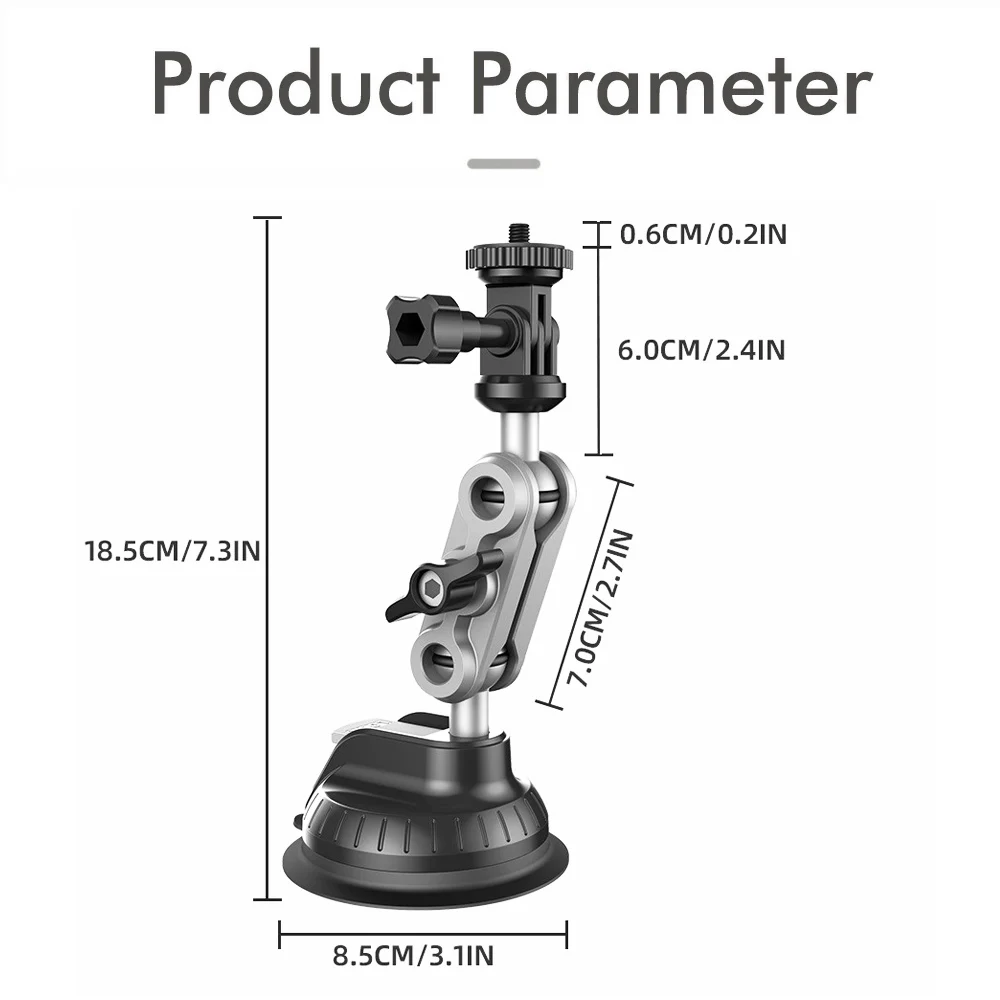 Support caméra action ventouse voiture 1/4 pouce - Compatible DJI/Insta360
