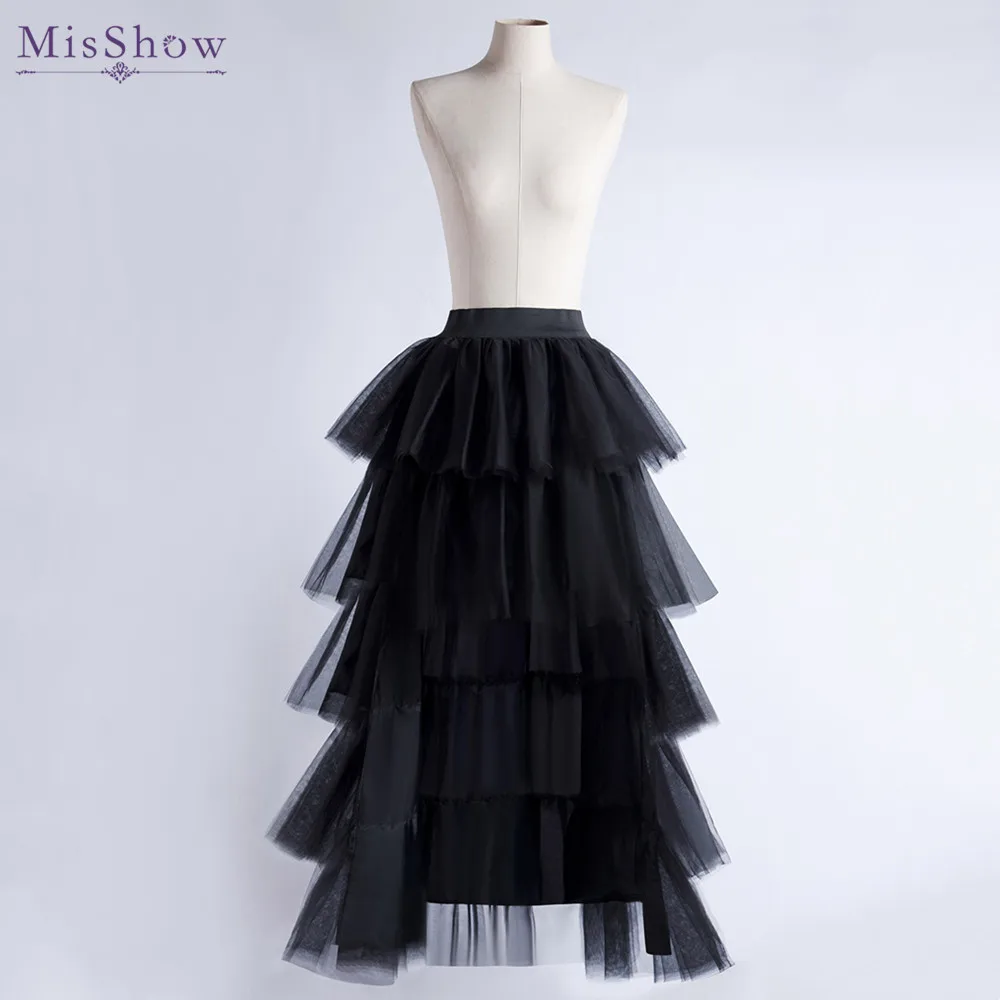 Lady Layered Mesh Tulle Asymmetric Puffy Skirts Ruffle Tutu Gauze Midi Punk  Sexy