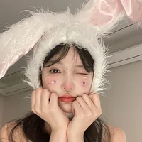 Cute Rabbit Bunny Ears Hat for Women Girls Kawaii Earflap Cap Warm Head Warmer Winter Hat Girls Beanie Halloween Bunny Hats 1