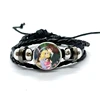 Anime Manga Candy Pattern Leather Bracelets Glass Dome Snap Button Bracelet & Bangles Fashion Women Men Jewelry 3