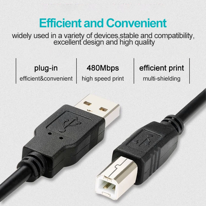 High-Quality USB 2.0 Printing Cable USB Type A to B Male to Male Printer Cable for Canon Epson HP Label Printer DAC USBP rinter