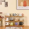 Nordic Acrylic Glass Storage Holder, Detachable Tea Set and Coffee Cup Organizer, Desktop Wooden Partition Rack 2