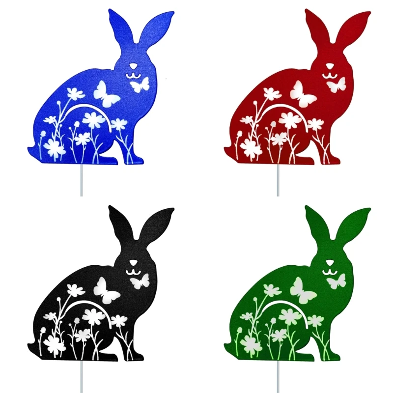 

Wrought Iron Rabbit Garden Stake Metal Garden Sign Ground Plug Stakes for Indoor Outdoor Garden Yard Lawn Decoration 45BE