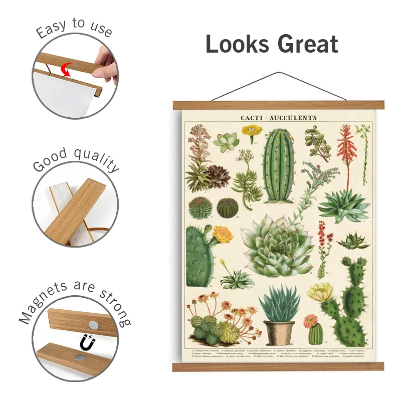 Picture Magnetic Hanger Frame Teak Wooden Poster Frames Hanging for Canvas Print Artwork Photo Maps Scrolls Wall Art Home Decor photo frame wood canvas frame wood photo frame wood frame wood picture frame art frames