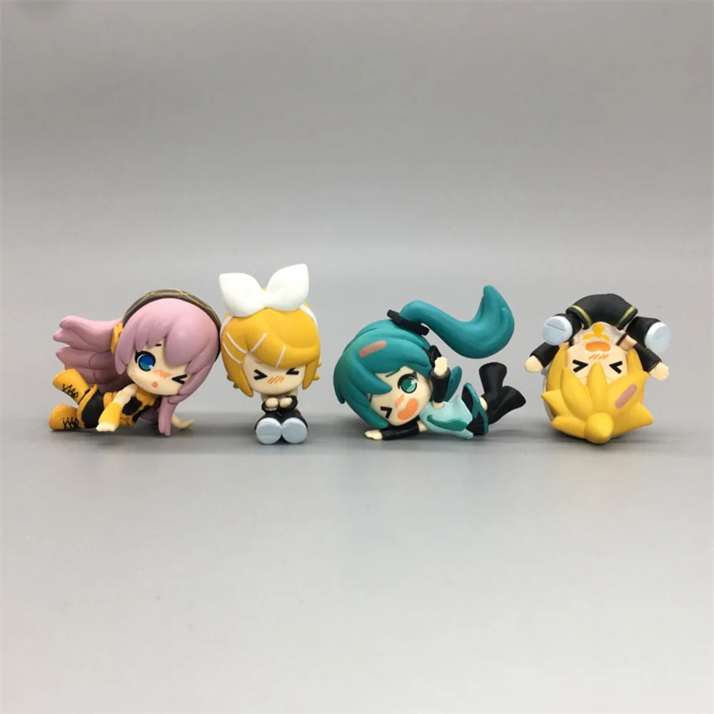 Kawaii Vocaloid Singer Capsule Toy - Cute Anime Figure in Fallen Pose with Blue Hair Ornament