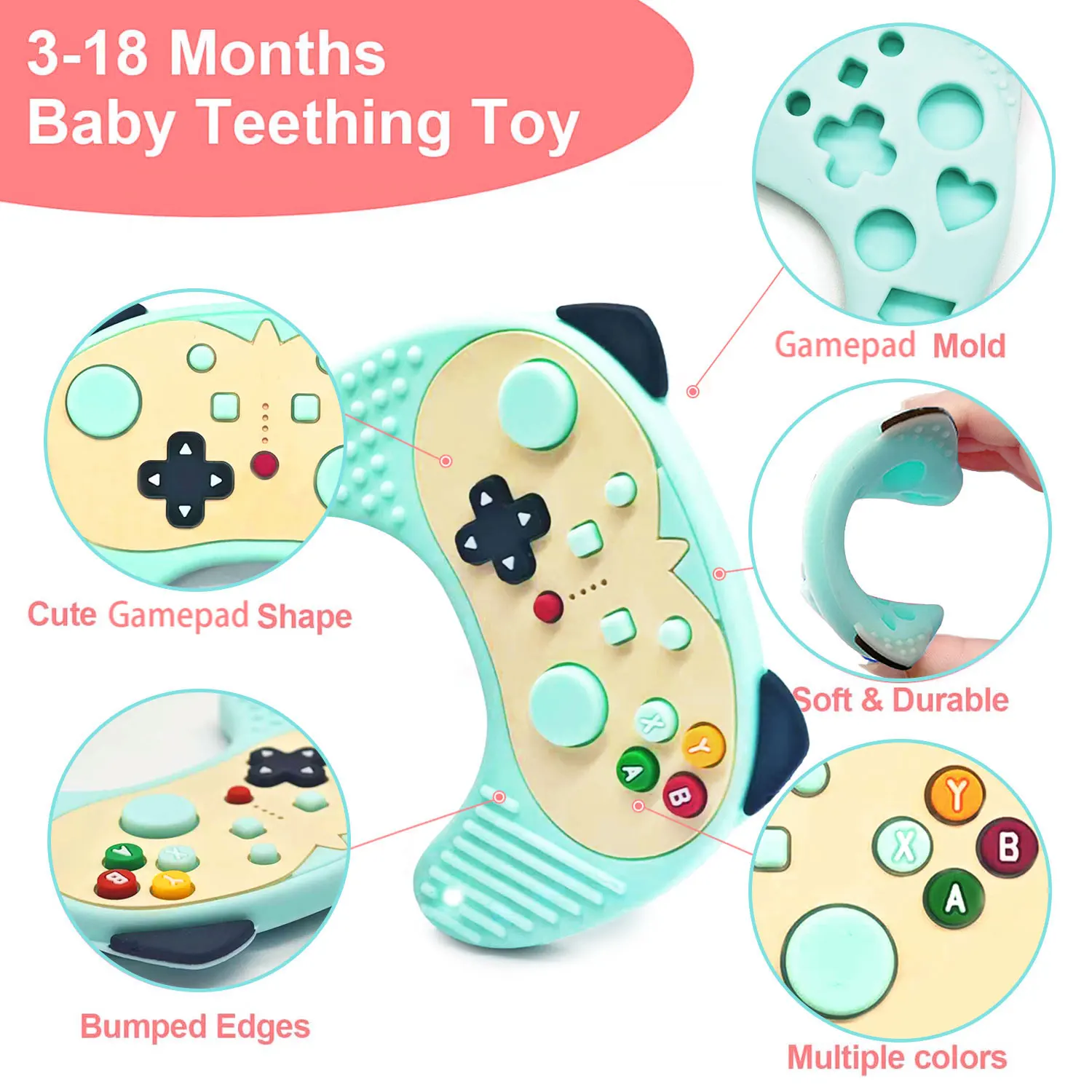 1PCS Baby teething toys For babies over 6 months Food-grade silicone teething gel Baby chew toys BPA-free Newborn gifts 4