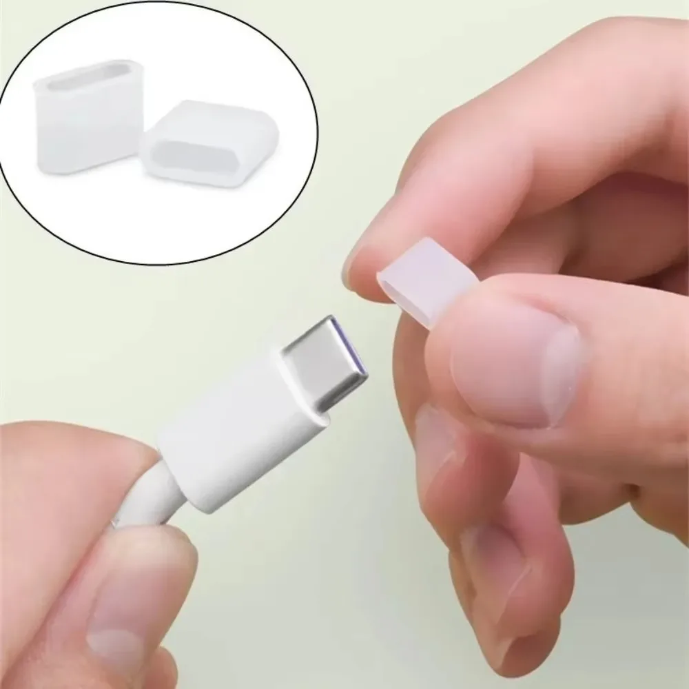 Clear Type-C USB Charging Port Dustproof Protector with Secure Rope Attachment