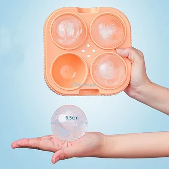 실리콘 아이스볼 메이커, 대형 6.5cm 3D 대형 원형 구체, 높은 공, 얼음 모양 큐브 몰드 트레이, 위스키 칵테일 바 도구
