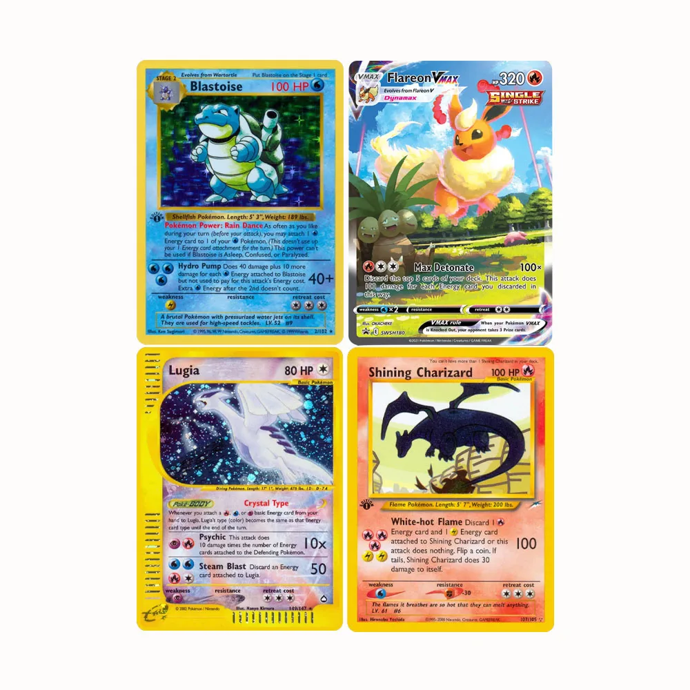 

Pokémon Holographic Single Cards Blastoise Lugia Charizard Ho-oh Machamp Foil Game Collection Cards PTCG Proxy Cards Kids Toys