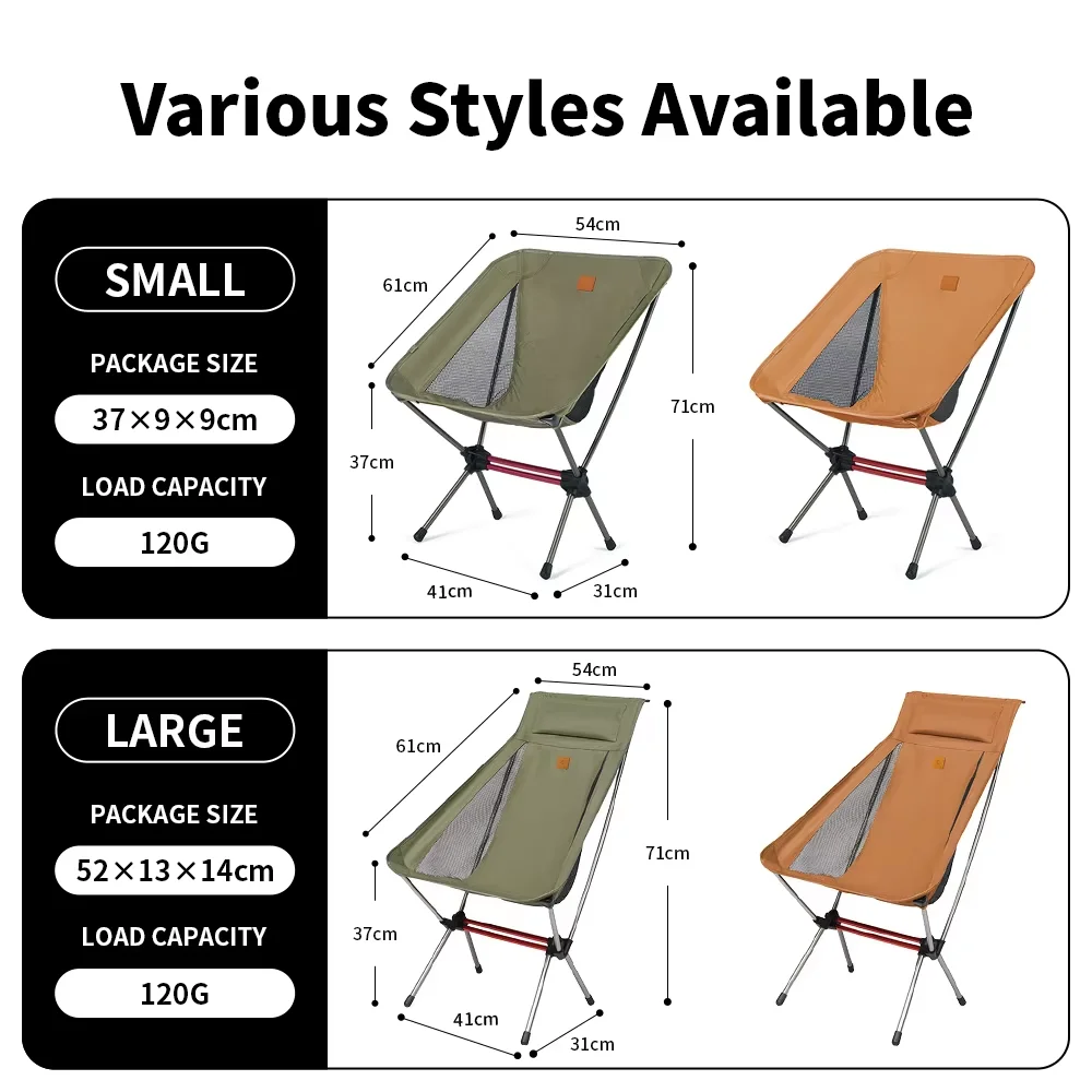 Chaise camping ultralégère Naturehike avec embouts boules pour pêche sur terrains instables