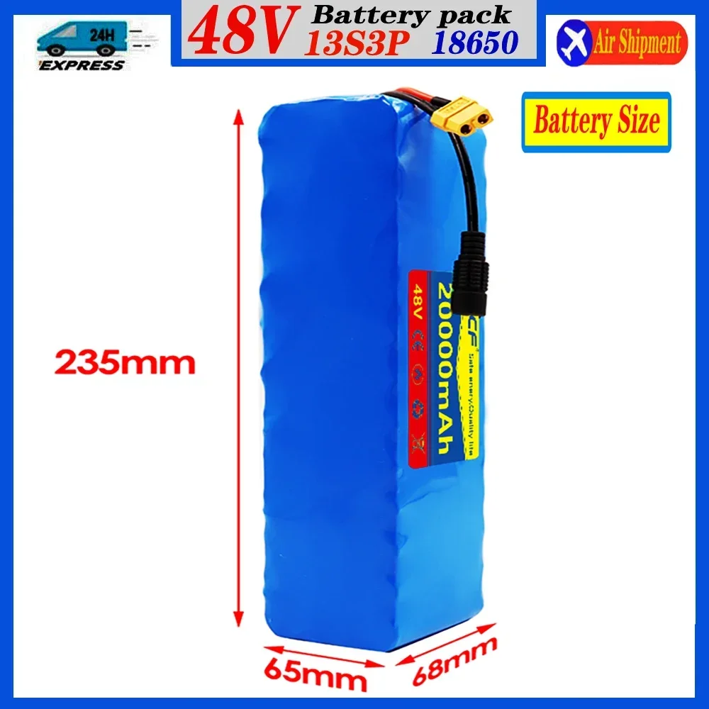 13S3P 48V 20000mAh 20Ah 18650 Lithium-ion Battery Pack with 1000W BMS for 54.6V 5