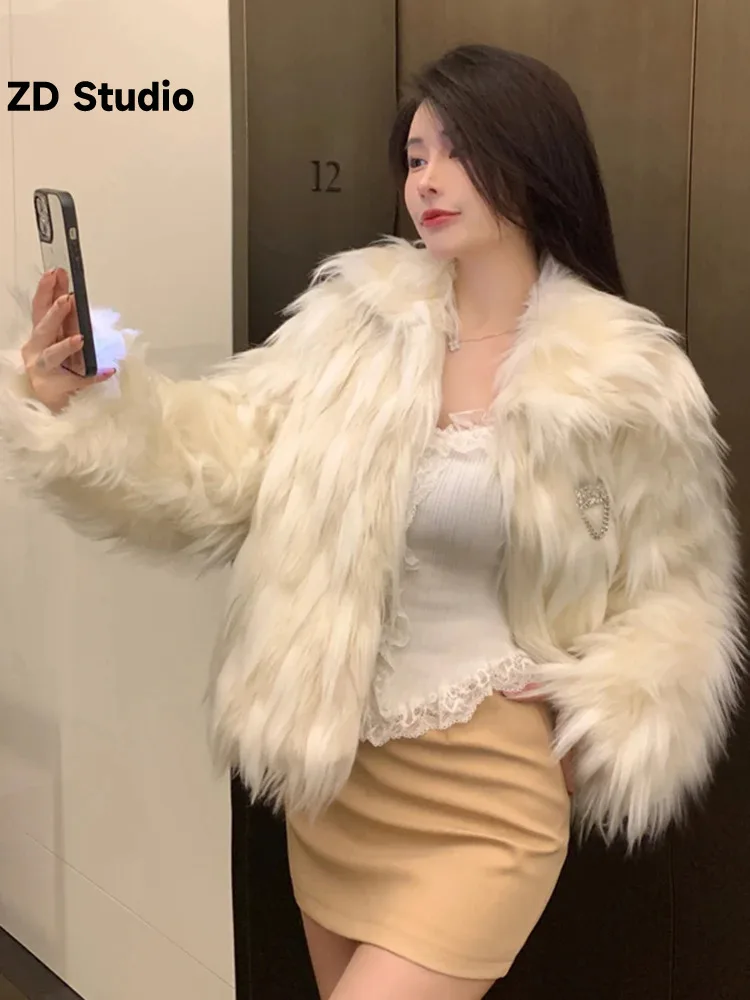 

[ZD Studio] Original Creamy-white Environmental Fur Fur Coat Autumn Winter 2024 New Top