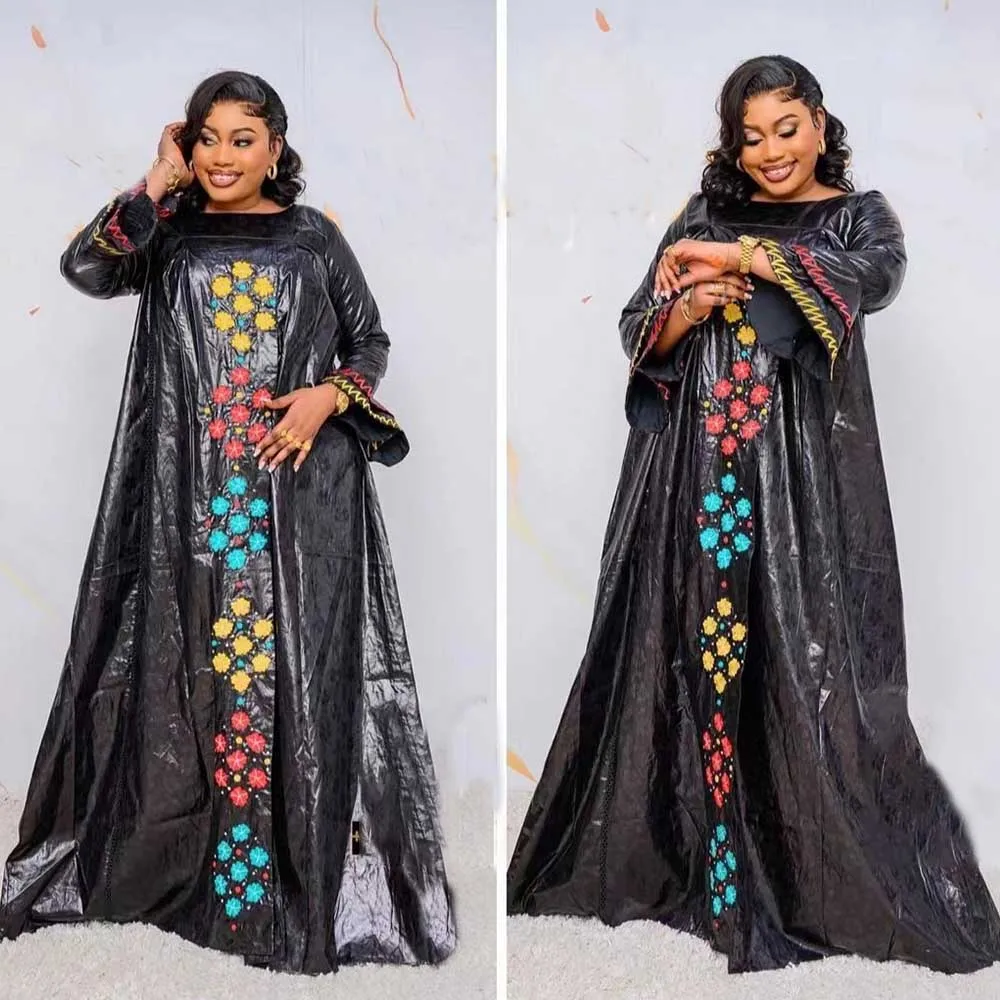 Black Bazin Riche Long Dresses For African Daily Evening Gowns Ankara Women Bazin Riche Dashiki Robe Top Quality Clothing