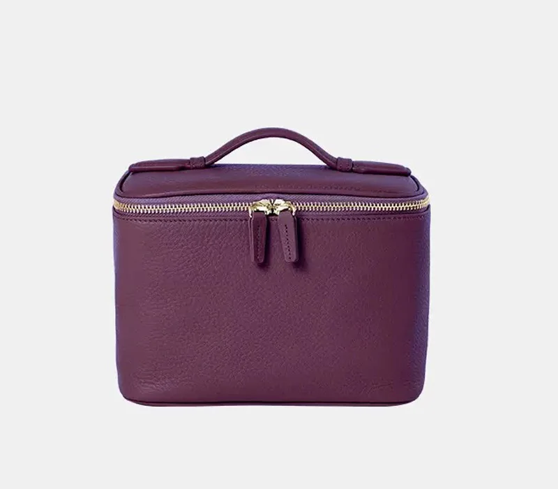 CLAREGQI Women's Genuine Leather Cosmetic Bag Large Capacity Portable Travel Makeup Organizer Case with Top Handle 6