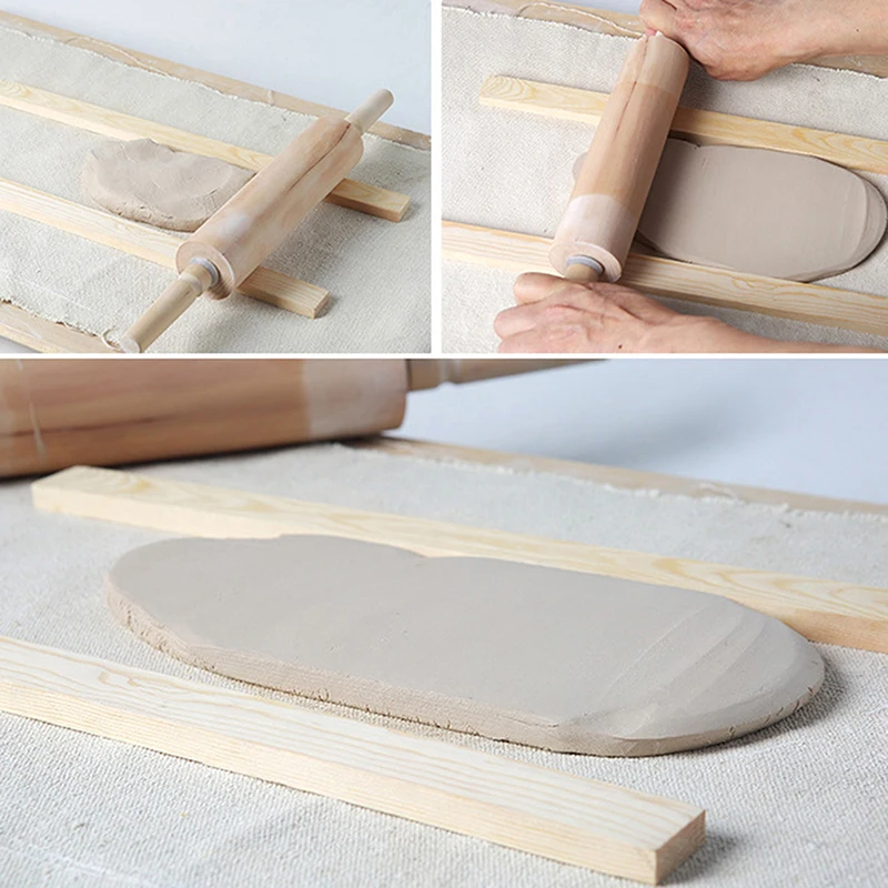 3/5/7/10/12MM Ceramic Clay Board Guide Pine Wood Strip Wooden Ruler Ceramic Tool Rolling Clay Cutting Wood Guide Rail 10Pcs ceramic clay tool