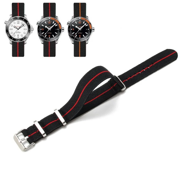Premium NATO Nylon Watch Band - Black & Green, Sweat-Absorbent and Woven Design