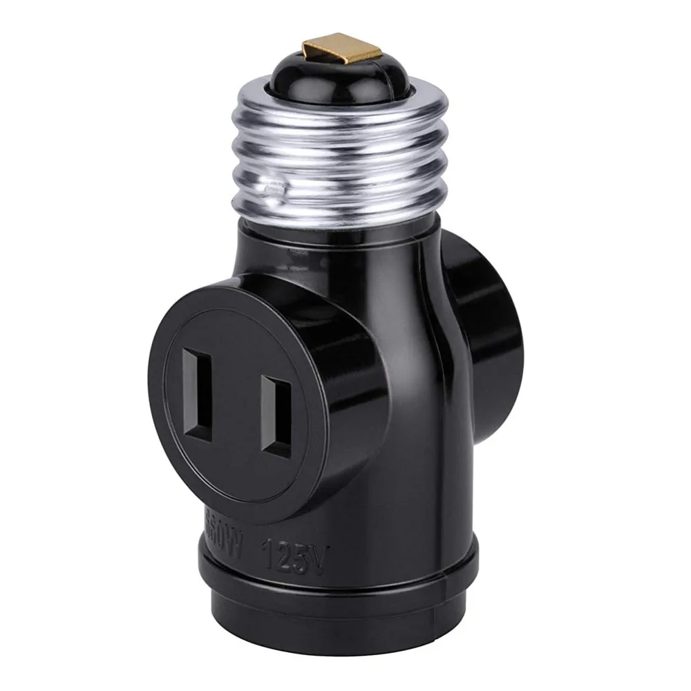 Black Pull Chain Light Socket With Dual Outlets - Easy To Install, 110-125V
