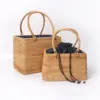 1pcs 9.8/11inch Autumn Rattan Handbag Forest Style Retro Literary Woven Basket Beach Bag Square Rattan Woven Bag Picnic Basket 1