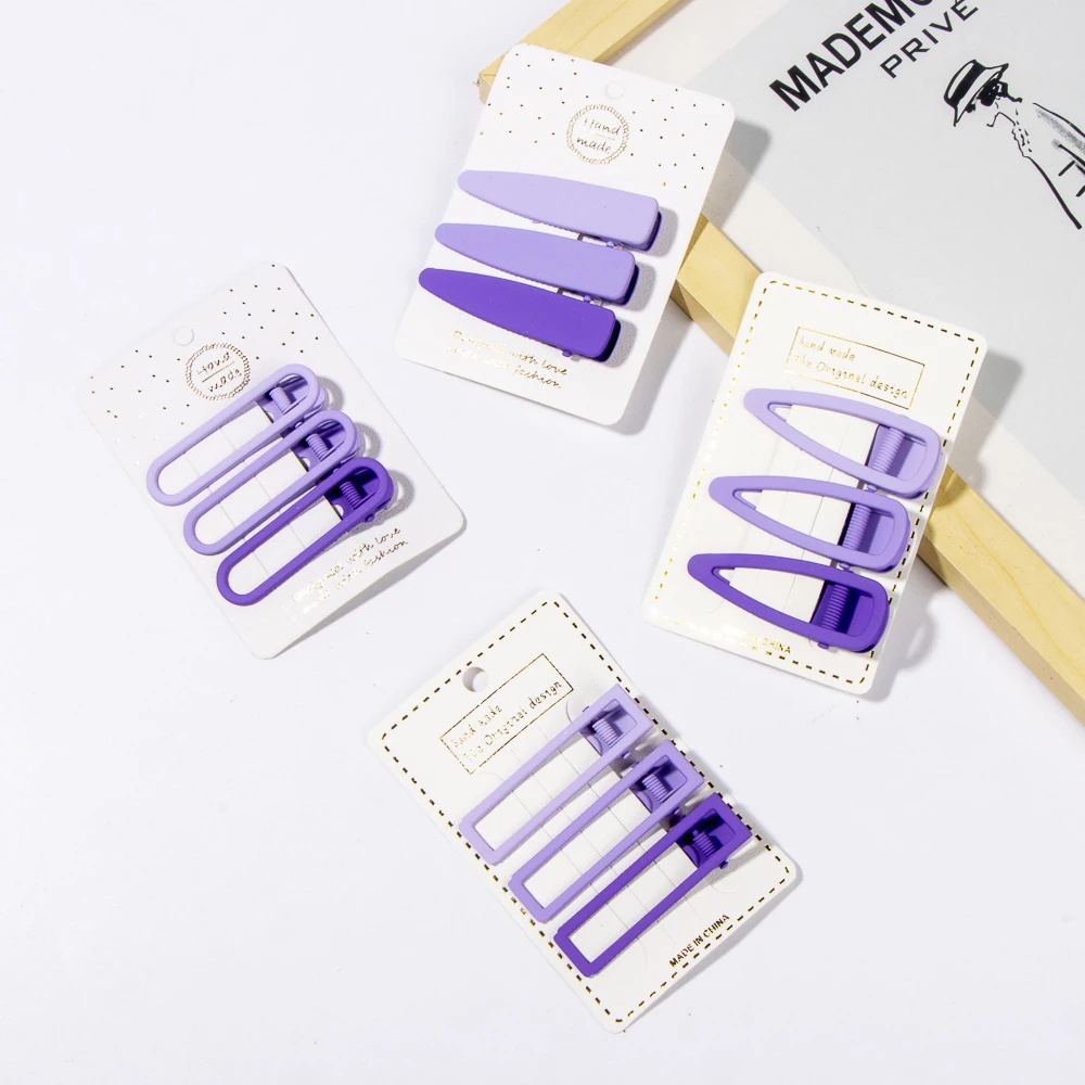 Metal Geometric Hair Clip Solid Colorful Girls Hairpins 3pcs/Set Elegant Star Round Barrette for Women Fashion Hair Clips 2022