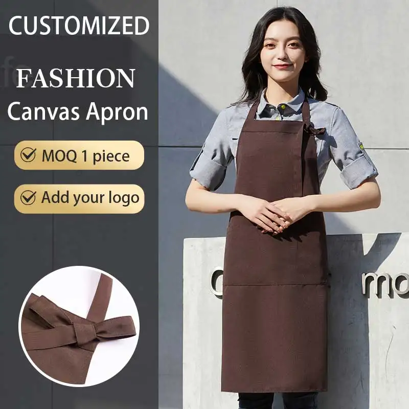 

Customization Men's Chef Apron Kitchen Apron Women Canvas Waterproof Cook Apron Custom Print Or Embroider Logo