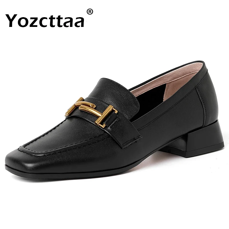 

Leehmzay Size 34-40 Ins Fashion Loafer Pumps For Women 2024 Spring Chain Chunky Mid Heels Shoes Casual Daily Office Lady Dress