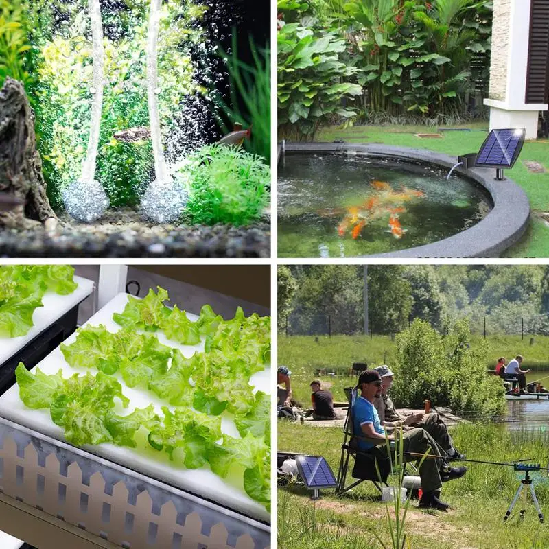 Fish Tank Aerator Oxygen Pump Solar Aerator With Three Modes Portable Pond Bubbler Fish Tank Oxygenator For Hydroponic Plants