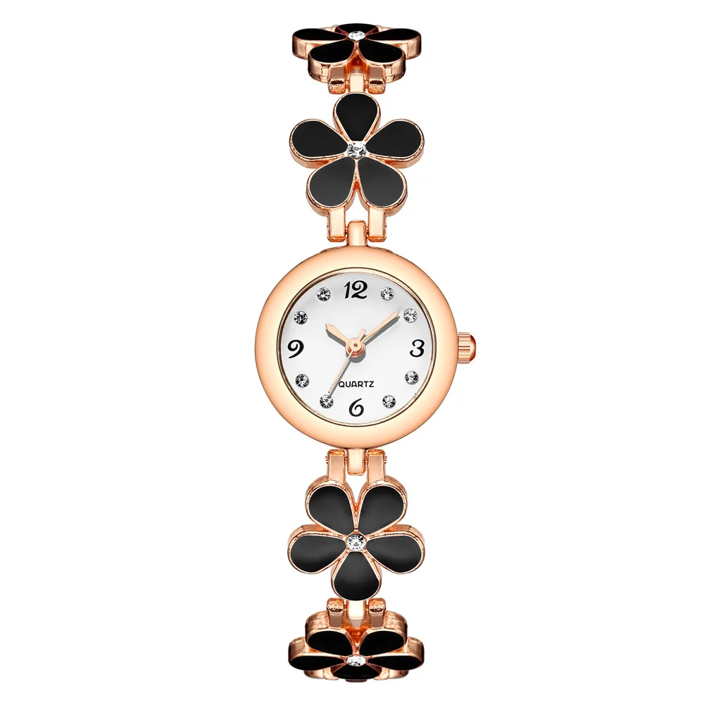 Ladies Sweet Flower Style Quartz Watch, Kirchen Stone Bracelet_voghion.com