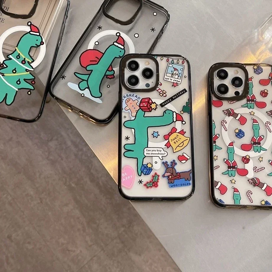 

Christmas MagSafe Cartoon Dinosaur Phone Case Cover for IPhone 11 12 13 14 15 Pro Max Case for IPhone 15 Pro Max