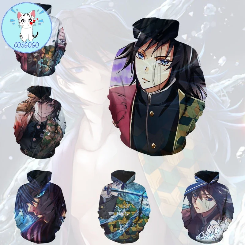 

COSGOGO Аниме Косплей Tomioka Giyuu Толстовка для мужчин и женщин Повседневная Спортивная аниме одежда свитер Новинка