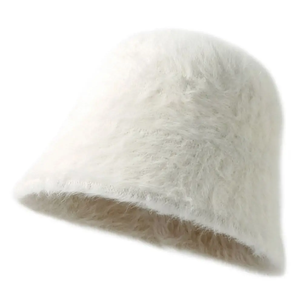 Outdoor Plüsch Plüsch Eimer Hut Warme Weiche Panama Hut Pelzigen Winter Becken Sonne Kappe für Frauen Fischer Kappe – Detail 28