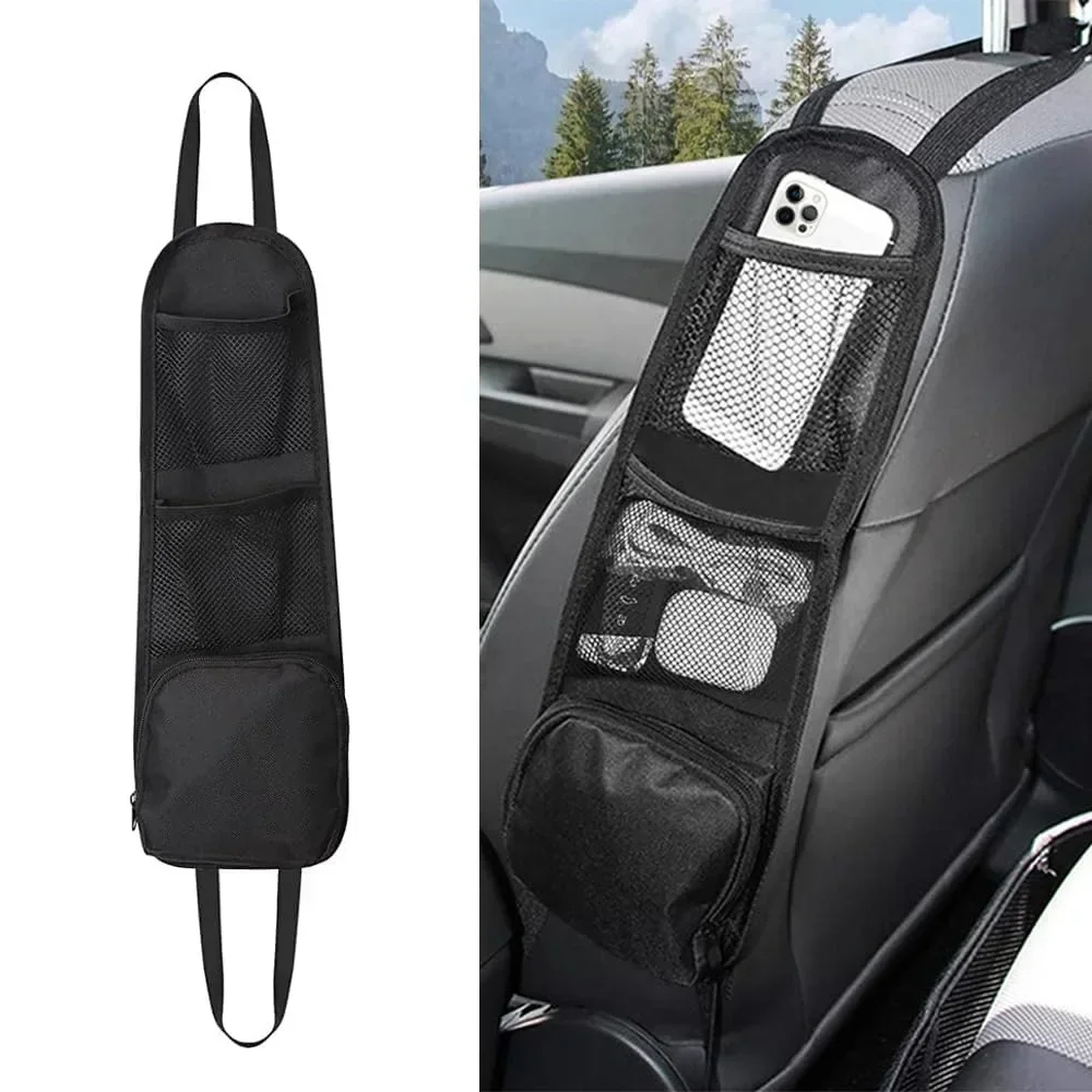 Black Oxford Cloth Car Seat Side Organizer Storage Bag