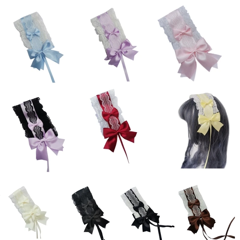 

Anime Maid Headband for Girls Ruffle Lace Bowknot Headband Teens Favor